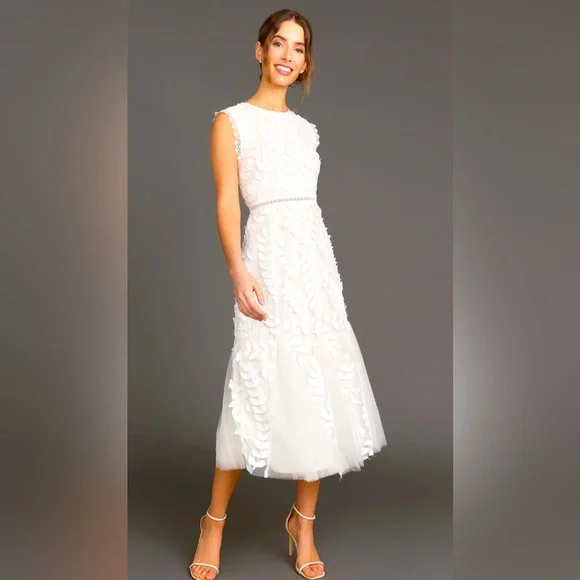Just Me | Dresses | Just Me Leaf Lace Midi Fit Flare Dress | Poshmark